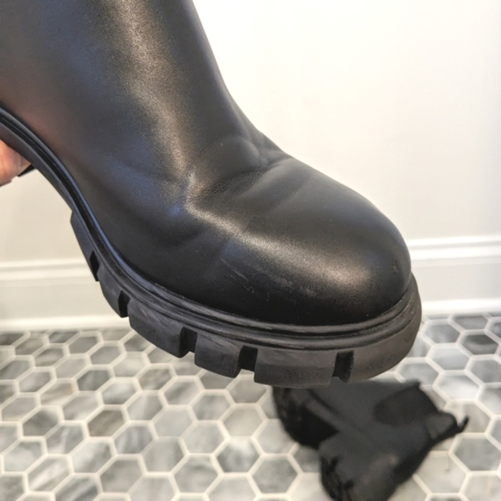 Steve Madden Black Faux Vegan Leather Howler Chunky Y2K Platform Boots - Picture 7 of 11